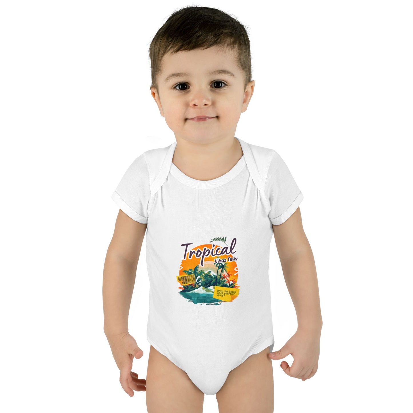 Tropical Baby Bodysuit — "Tropical Vibes" Infant Rib Onesie