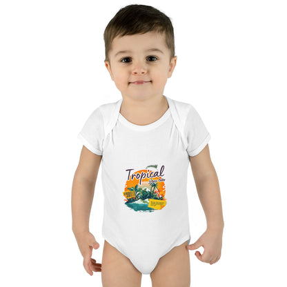 Tropical Baby Bodysuit — "Tropical Vibes" Infant Rib Onesie