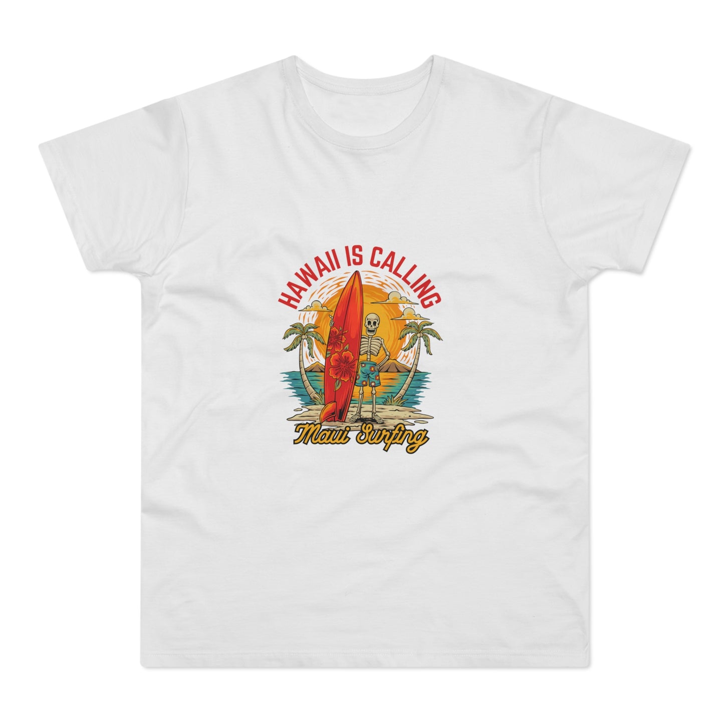 Hawaii Is Calling Surf T-Shirt — Retro Sunset Surfboard Beach Tee