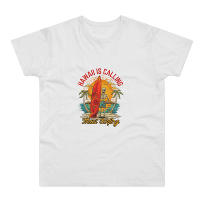 Hawaii Is Calling Surf T-Shirt — Retro Sunset Surfboard Beach Tee