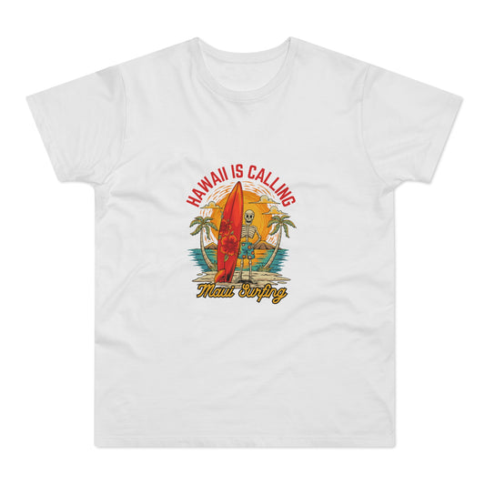 Hawaii Is Calling Surf T-Shirt — Retro Sunset Surfboard Beach Tee