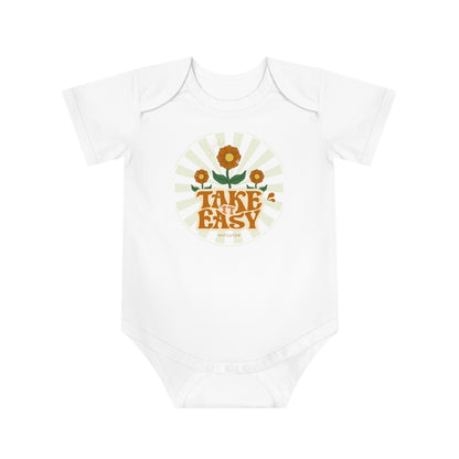 Take It Easy Baby Bodysuit — Retro Flower Infant Onesie