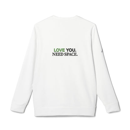 Crewneck Sweatshirt — "LOVE YOU. NEED SPACE." Minimal Statement Crewneck