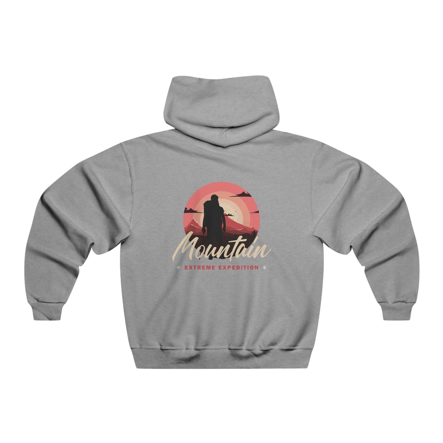 Mountain Adventure Hoodie — Retro Hiker Silhouette Graphic