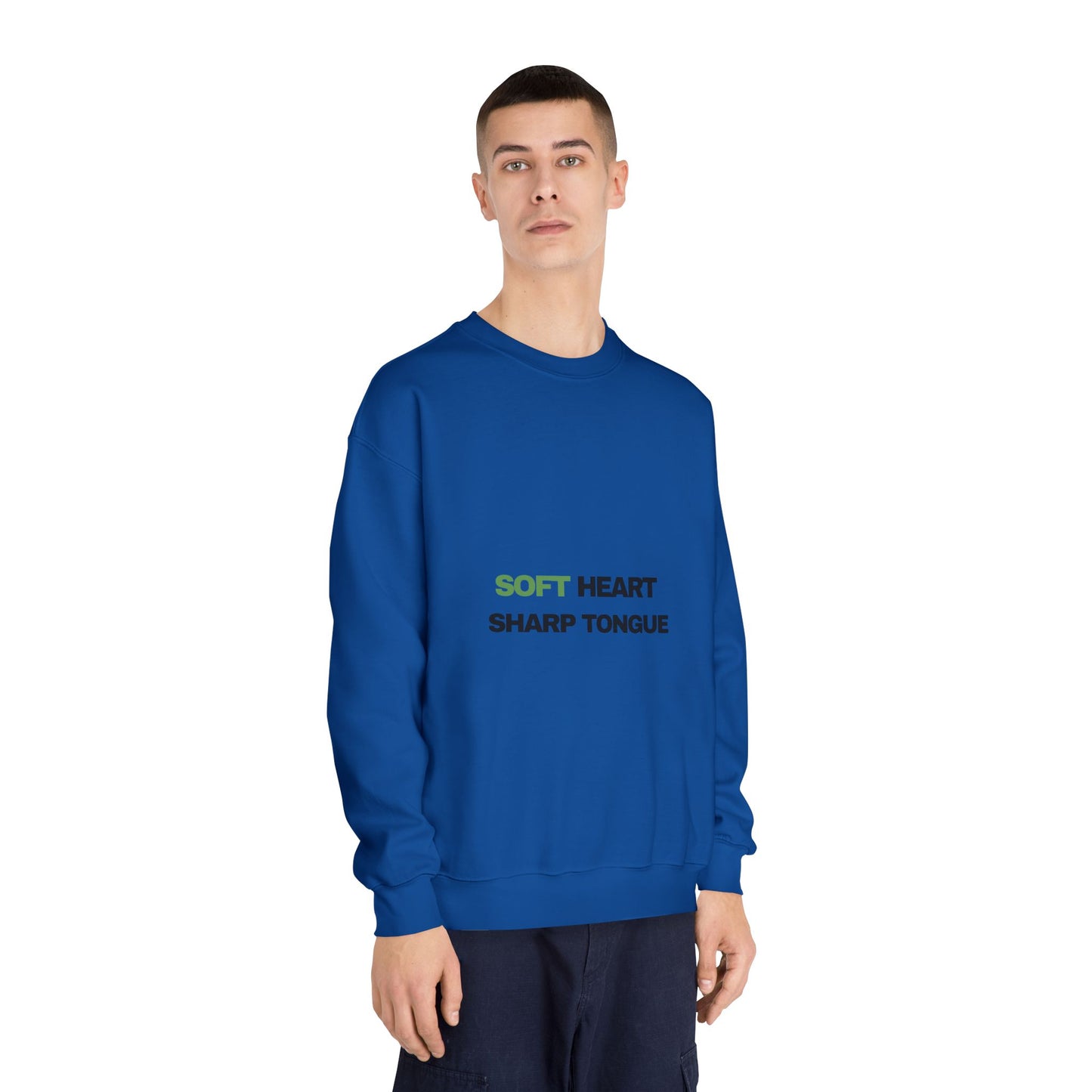 Crewneck Sweatshirt — "Soft Heart, Sharp Tongue" Minimal Graphic