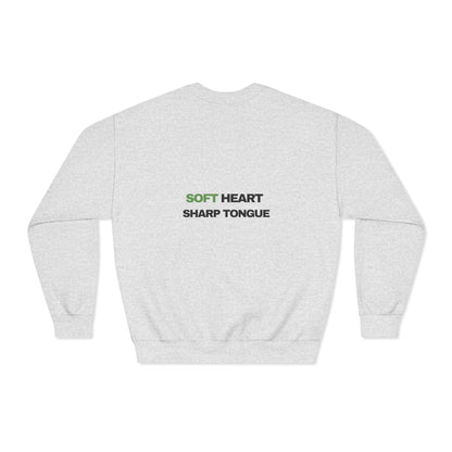 Crewneck Sweatshirt — "Soft Heart, Sharp Tongue" Minimal Graphic