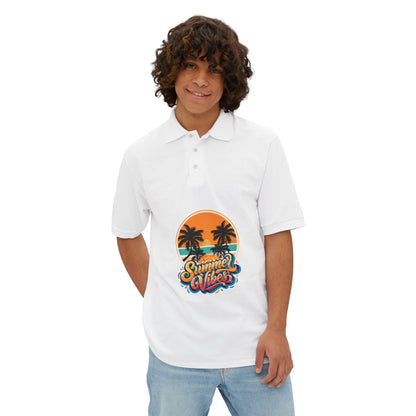 Men's Polo - "Summer Vibes" Sunset Palm Graphic