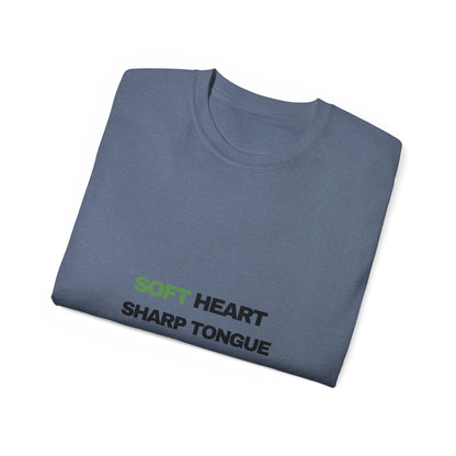 Soft Heart Sharp Tongue Tee — Graphic Cotton T‑Shirt