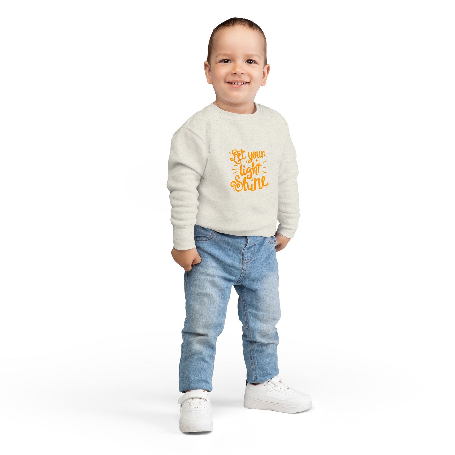 Toddler Sweatshirt — "Let Your Light Shine" Inspirational Crewneck
