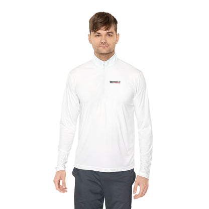 Quarter-Zip Pullover — "Swipe Right on Pizza Forever" Embroidered Casual Pullover