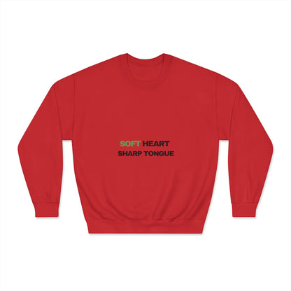 Crewneck Sweatshirt — "Soft Heart, Sharp Tongue" Minimal Graphic
