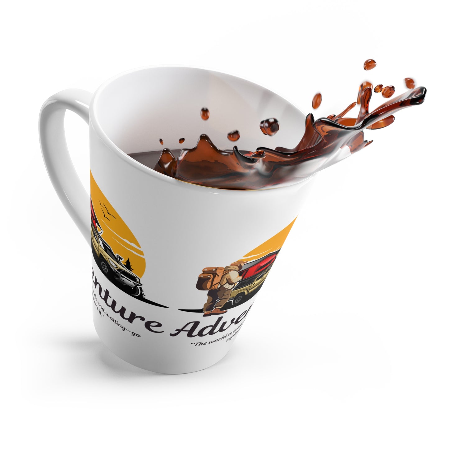 Latte Mug - Adventure Camping Campervan Mug with ‘Adventure’ Design