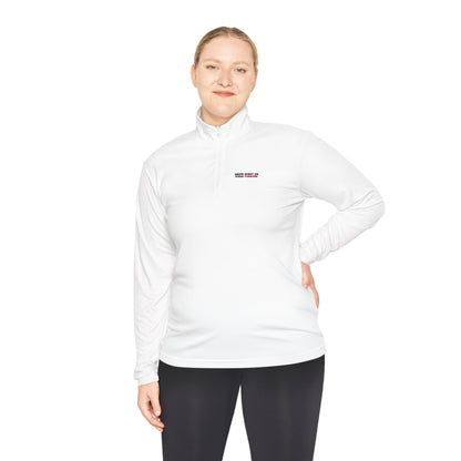Quarter-Zip Pullover — "Swipe Right on Pizza Forever" Embroidered Casual Pullover