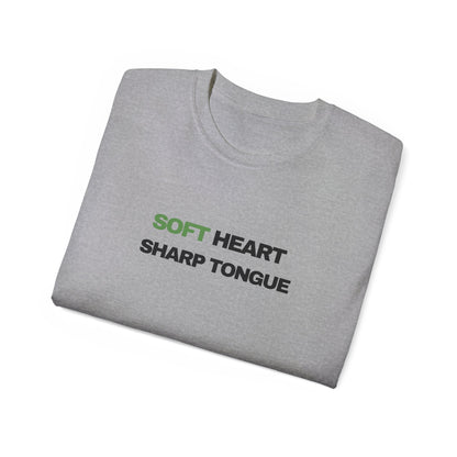 Soft Heart Sharp Tongue Tee — Graphic Cotton T‑Shirt