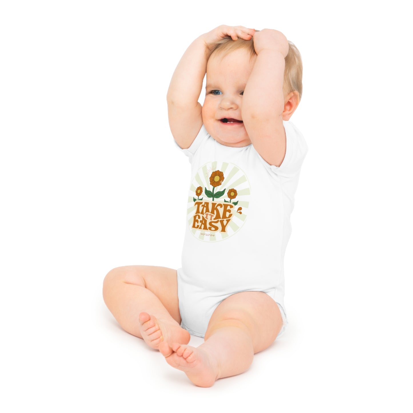Take It Easy Baby Bodysuit — Retro Flower Infant Onesie
