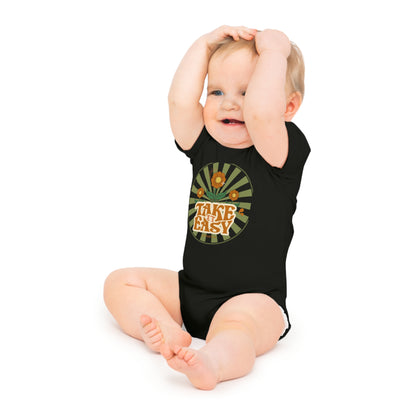 Take It Easy Baby Bodysuit — Retro Flower Infant Onesie