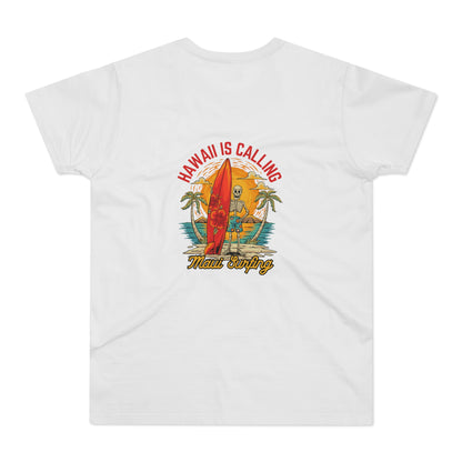 Hawaii Is Calling Surf T-Shirt — Retro Sunset Surfboard Beach Tee