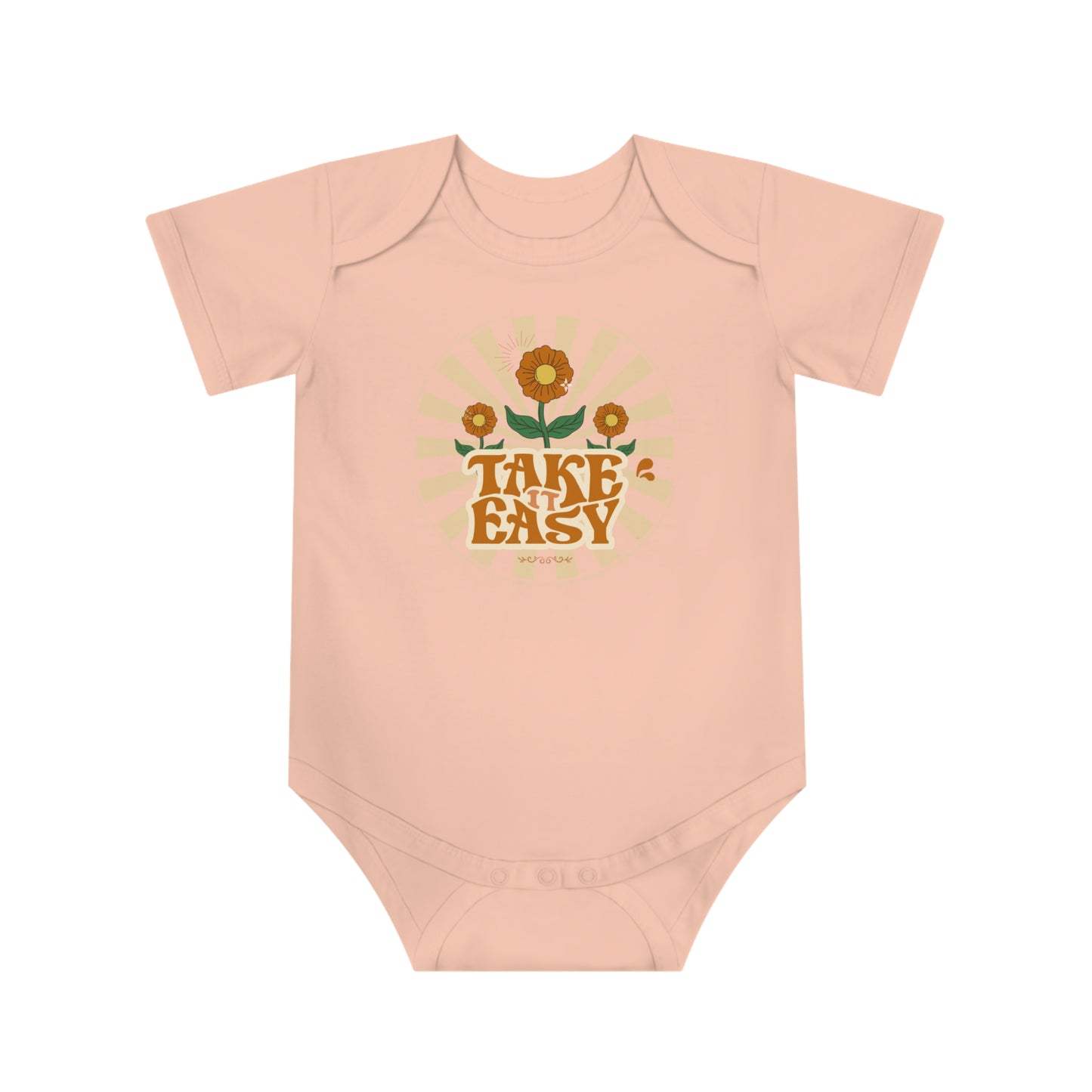 Take It Easy Baby Bodysuit — Retro Flower Infant Onesie
