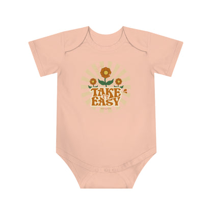 Take It Easy Baby Bodysuit — Retro Flower Infant Onesie