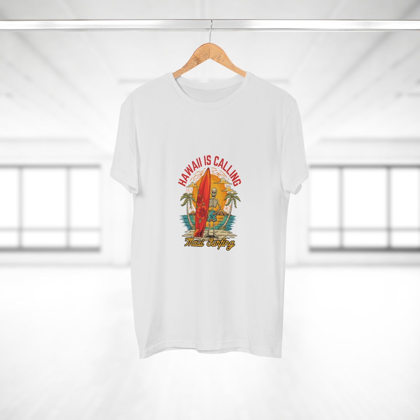 Hawaii Is Calling Surf T-Shirt — Retro Sunset Surfboard Beach Tee