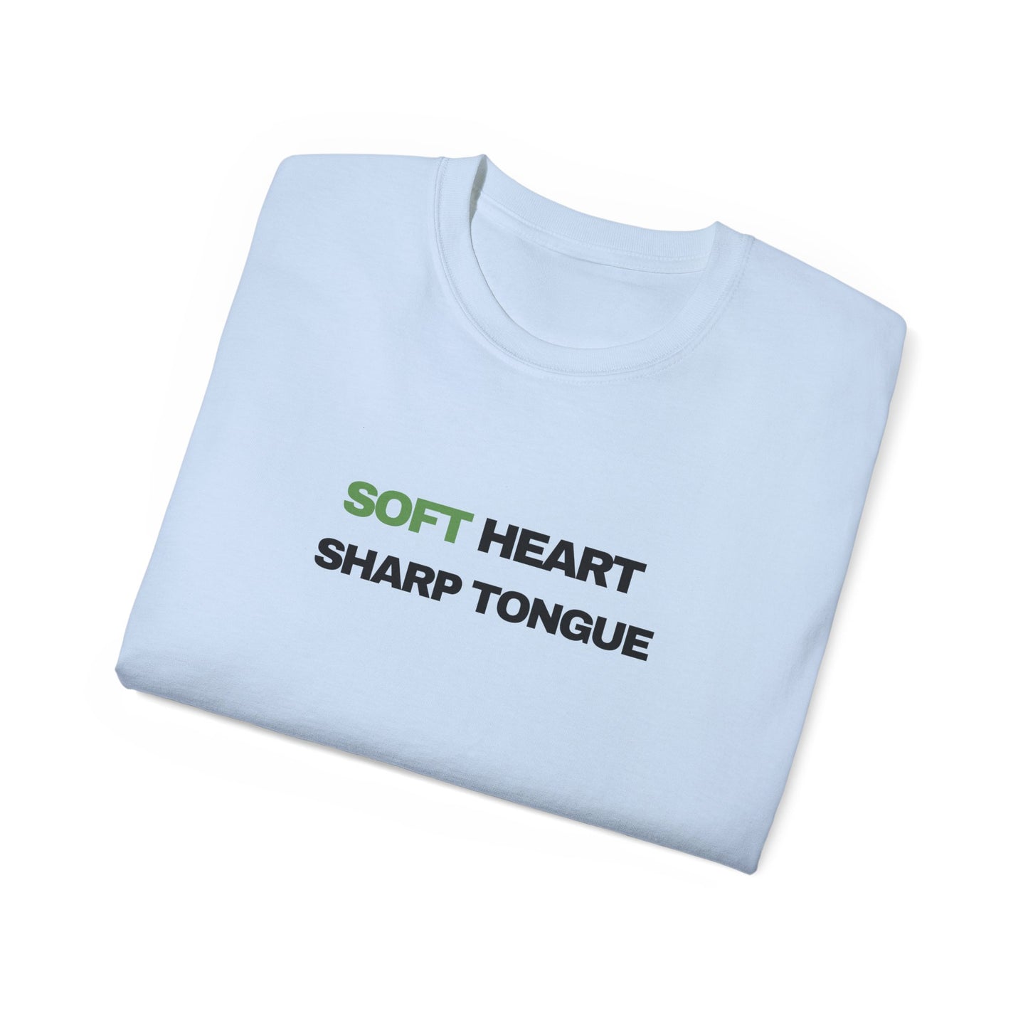 Soft Heart Sharp Tongue Tee — Graphic Cotton T‑Shirt