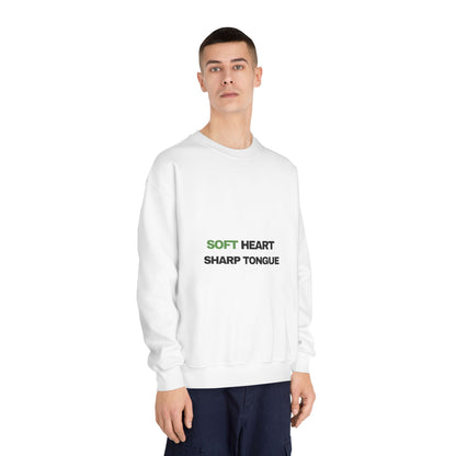 Crewneck Sweatshirt — "Soft Heart, Sharp Tongue" Minimal Graphic