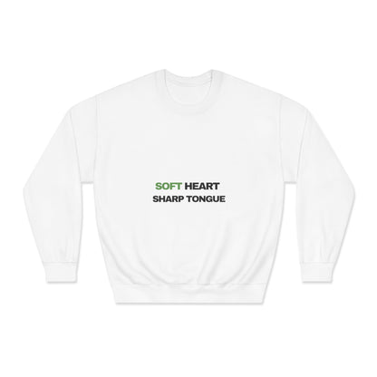 Crewneck Sweatshirt — "Soft Heart, Sharp Tongue" Minimal Graphic