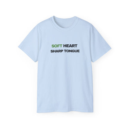 Soft Heart Sharp Tongue Tee — Graphic Cotton T‑Shirt