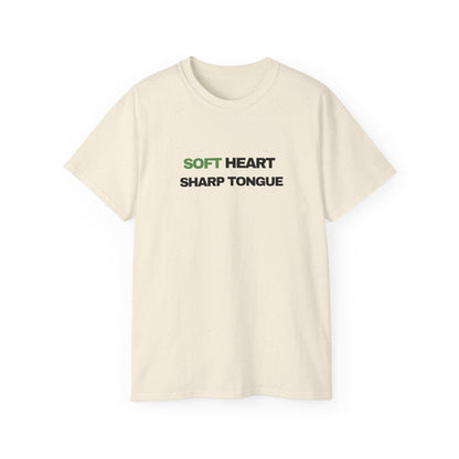Soft Heart Sharp Tongue Tee — Graphic Cotton T‑Shirt