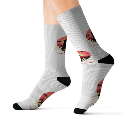 Wolf Sunset Sublimation Socks — Custom Graphic Crew Socks