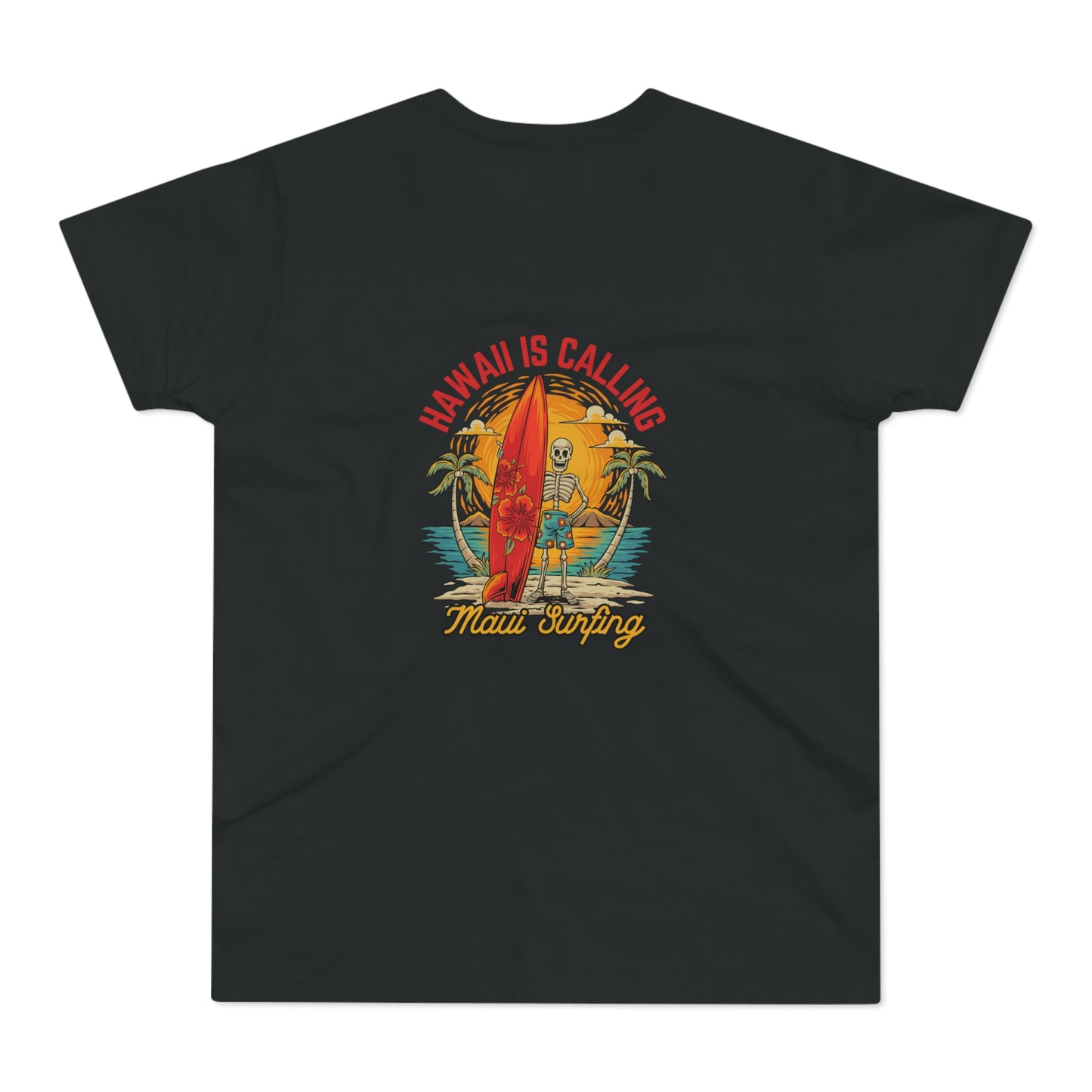 Hawaii Is Calling Surf T-Shirt — Retro Sunset Surfboard Beach Tee