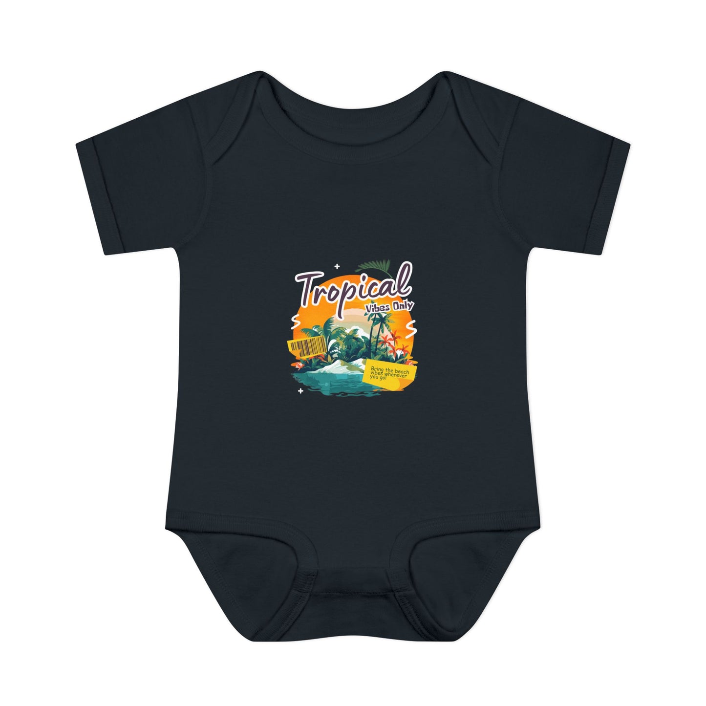 Tropical Baby Bodysuit — "Tropical Vibes" Infant Rib Onesie