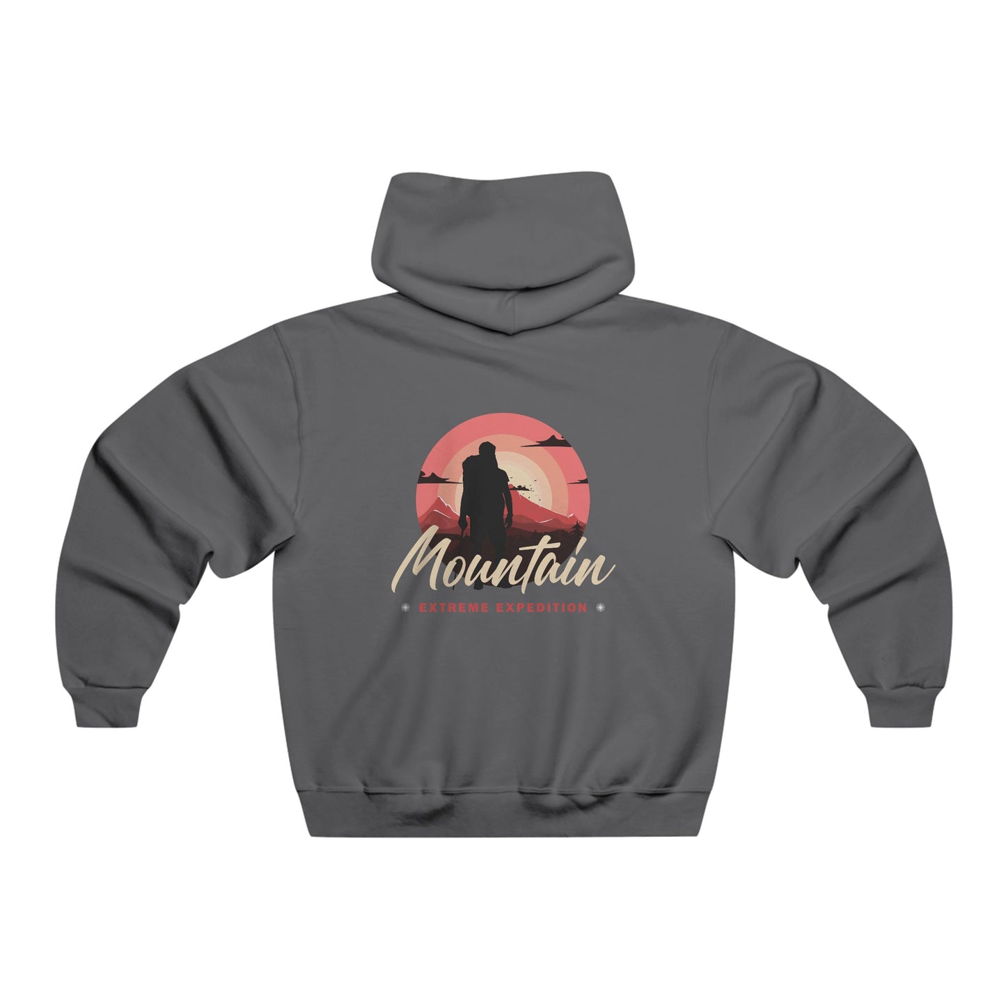 Mountain Adventure Hoodie — Retro Hiker Silhouette Graphic