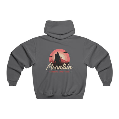 Mountain Adventure Hoodie — Retro Hiker Silhouette Graphic
